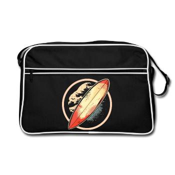 Surfbrett Grafik - Retro Tasche - Schwarz/Weiß - Vorne