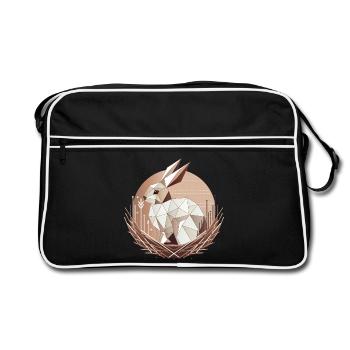 Geometrischer Hase im Nest –Stilvolles Osterdesign - Retro Tasche - Schwarz/Weiß - Vorne