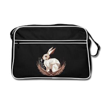Geometrischer Hase im Nest –Stilvolles Osterdesign - Retro Tasche - Schwarz/Weiß - Vorne