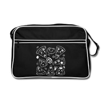 Style de dessin animé de pizza - Sac Retro - noir/blanc - Devant