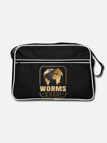 Worms - Retro Tasche - Schwarz/Weiß - Vorne