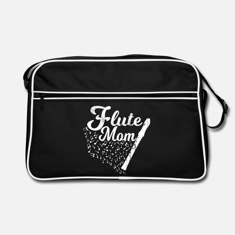Flötenspieler Mama - Retro Tasche - Schwarz/Weiß