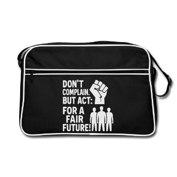 Acting for a fair future - Retro Bag - black/white - Front