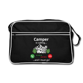 Camper is calling... and i must go - Retro Bag - black/white - Front