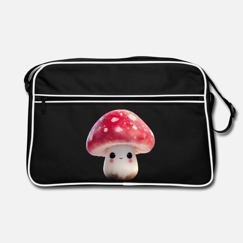 Mushroom Kawaii with Face Retro Bag