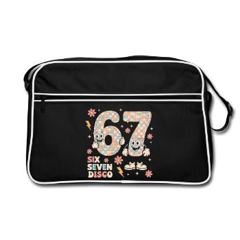 Lustige Disco Ball Retro Party Geschenk Six Seven - Retro Tasche - Schwarz/Weiß - Vorne