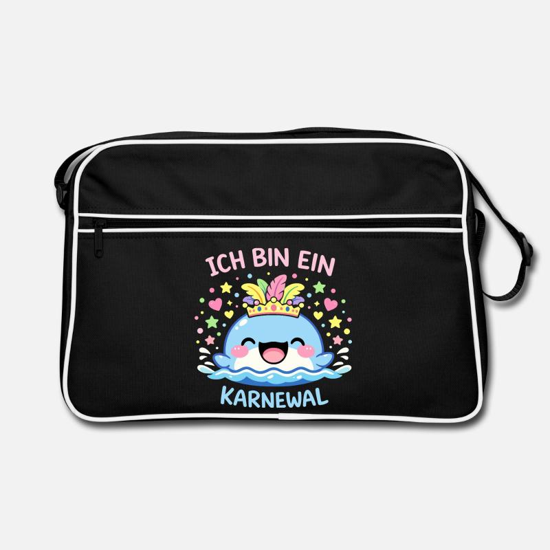 Ich bin ein Karnewal Karneval Fasching Geschenk - Retro Tasche - Schwarz/Weiß