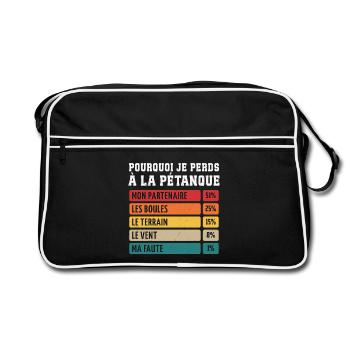 Pourquoi Je Perds À La Pétanque  - Sac Retro - noir/blanc - Devant