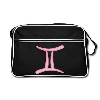 Zwillinge Tierkreiszeichen Pastellrosa - Retro Tasche - Schwarz/Weiß - Vorne