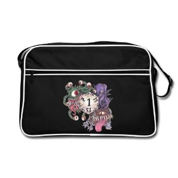 Rollenspiel Tabletop D20 Würfel Geschenk Fail - Retro Tasche - Schwarz/Weiß - Vorne