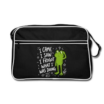Frosch - I came I saw I frogot what i was doing - Retro Tasche - Schwarz/Weiß - Vorne
