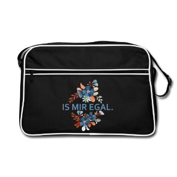Blumenakzent Is Mir Egal - Retro Tasche - Schwarz/Weiß - Vorne