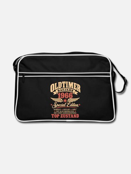 60. Geburtstag Mann Frau 60 Jahre Deko 1966 - Retro Tasche - Schwarz/Weiß