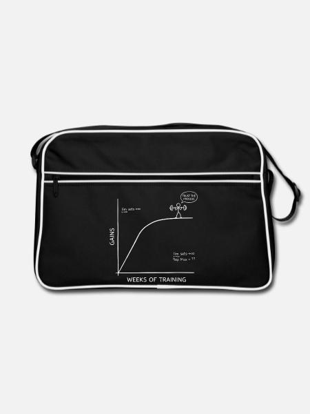 Gains Kurve Training Fitness Humor Mathe Nerd Gym - Retro Tasche - Schwarz/Weiß