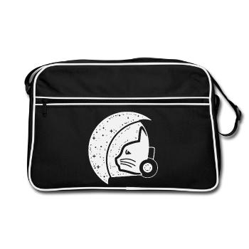 Galactic Cat Astronaut Illustration - Retro Bag - black/white - Front