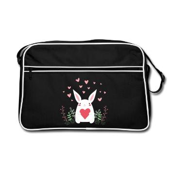 Lapin de l’Est Lapin de Pâques Oreilles de lapin mignon LOL - Sac Retro - noir/blanc - Devant