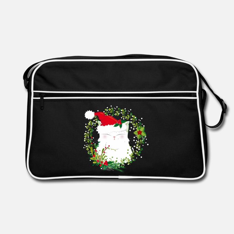 Chat de noel - Sac Retro - noir/blanc