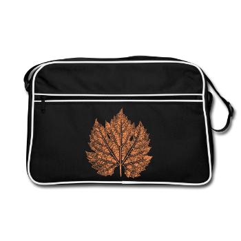 Wine / Leaf / Autumn - Retro Bag - black/white - Front