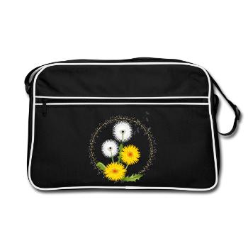 Pissenlits et fleurs de pissenlit jaune dans le cadre - Sac Retro - noir/blanc - Devant