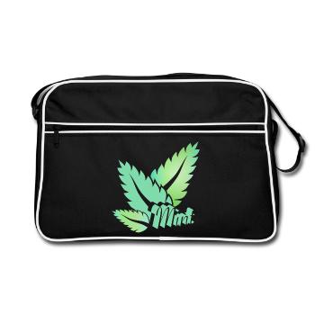 feuilles de menthe verte stylisée avec la typographie - Sac Retro - noir/blanc - Devant