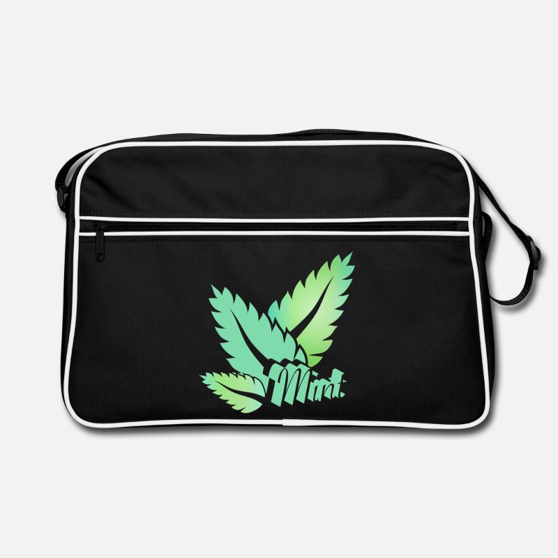stylized green mint leaves with typography Retro Bag