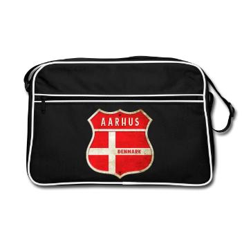 Aarhus Danemark Armoiries Drapeaux Design - Sac Retro - noir/blanc - Devant