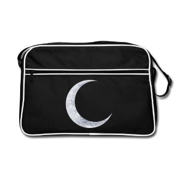 delicate shimmering silver moon - Retro Bag - black/white - Front