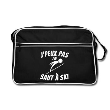 ski, ski sport, saut à ski - Sac Retro - noir/blanc - Devant