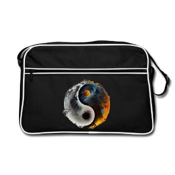 Nature-inspired Yin and Yang - Fire - Retro Bag - black/white - Front