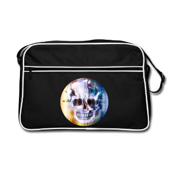 extravagant skull in colorful shimmering color - Retro Bag - black/white - Front