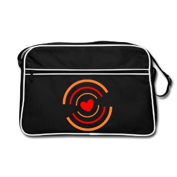 Heart red with stripes - Retro Bag - black/white - Front