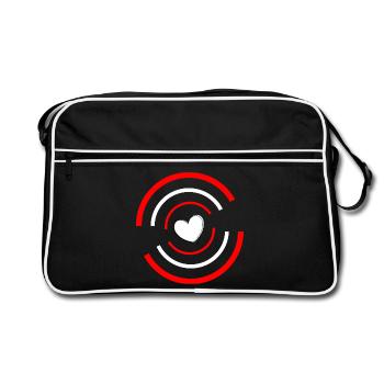 Heart red white - Retro Bag - black/white - Front