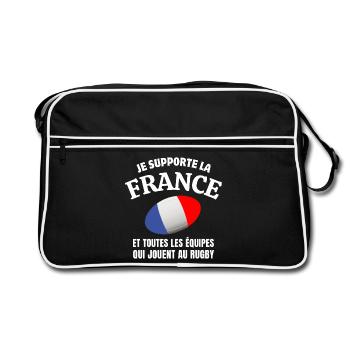 rugby, rugby sport, rugby humour, rugbyman - Sac Retro - noir/blanc - Devant