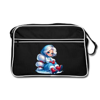 Ded Moroz Snegurotschka russischer Weihnachtsmann - Retro Tasche - Schwarz/Weiß - Vorne