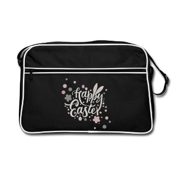 Ostergrüße mit Blüten und Pastellfarben - Retro Tasche - Schwarz/Weiß - Vorne