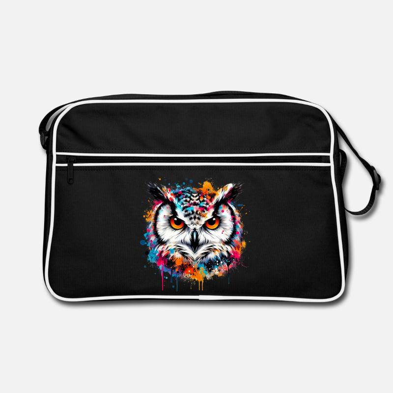 Eule - Retro Tasche - Schwarz/Weiß