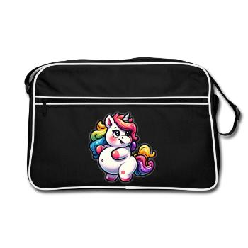 Colorful unicorn cuddly design - Retro Bag - black/white - Front