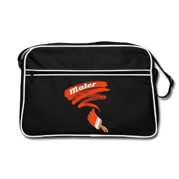 Kreativer Malpinsel Schriftzug - Retro Tasche - Schwarz/Weiß - Vorne