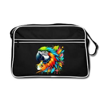 Papagei - Retro Tasche - Schwarz/Weiß - Vorne