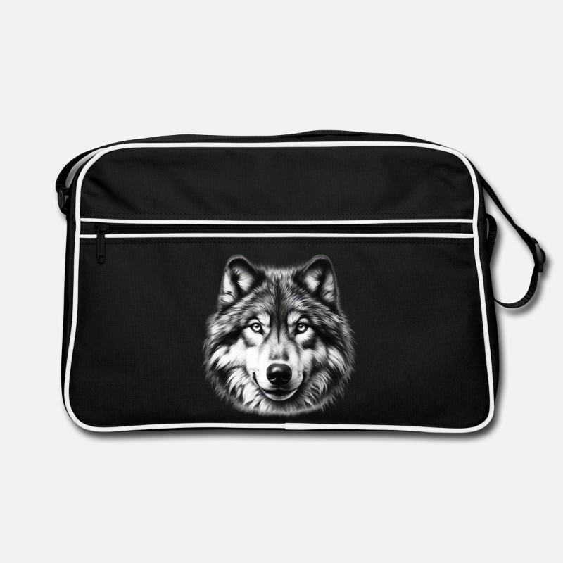 Wolf - Retro Tasche - Schwarz/Weiß