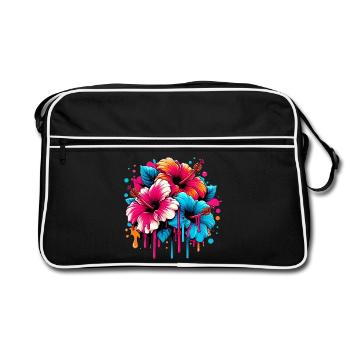 Fleurs d’hibiscus - Sac Retro - noir/blanc - Devant