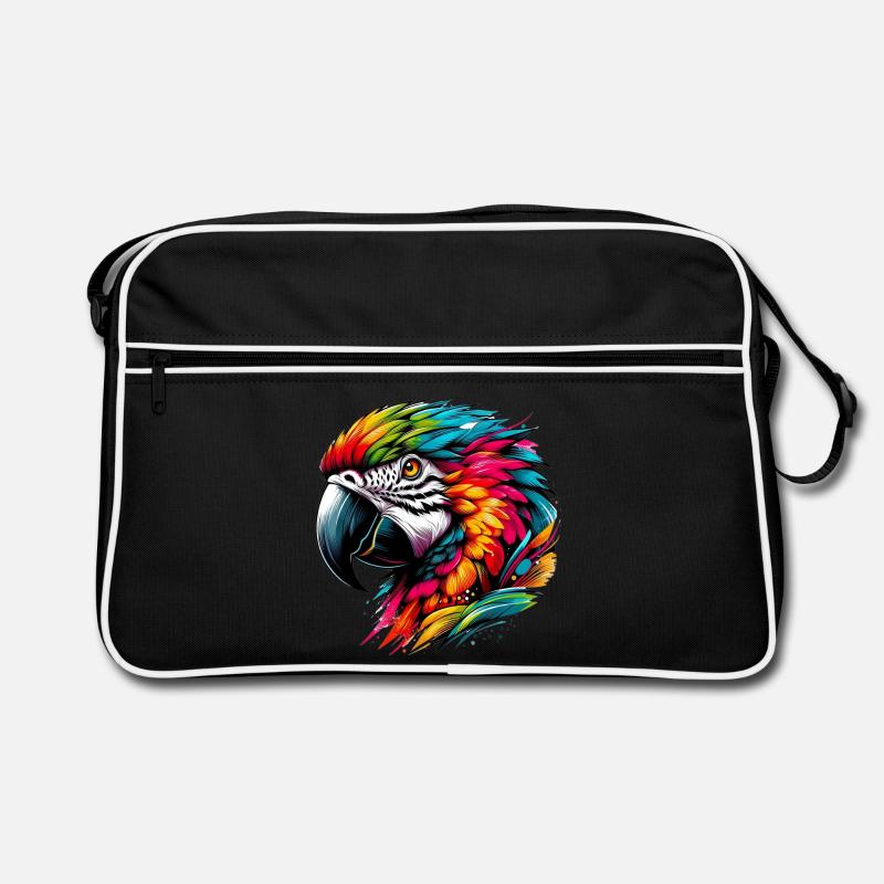 Papagei - Retro Tasche - Schwarz/Weiß