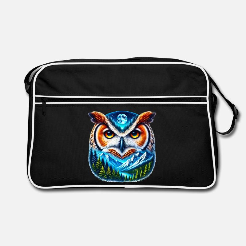 Eule - Retro Tasche - Schwarz/Weiß