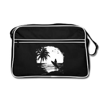 Surfing Girl Sketch - Retro Bag - black/white - Front