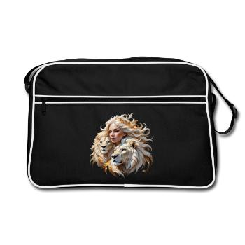 Reine de la Fantaisie parmi des lions majestueux. - Sac Retro - noir/blanc - Devant