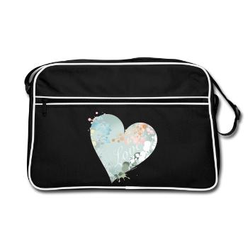 Soft heart motif in pastel shades with love - Retro Bag - black/white - Front