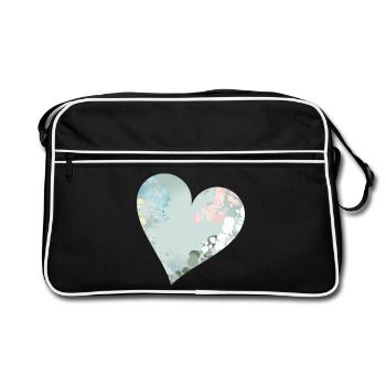 Coeur pastel à motif floral - Sac Retro - noir/blanc - Devant