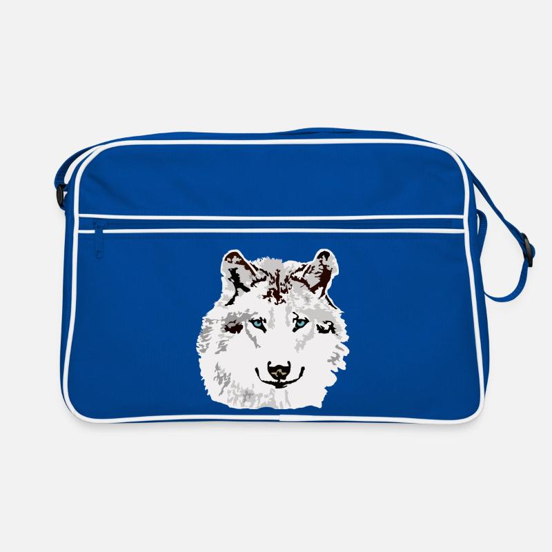 White wolf blue eyes Retro Bag