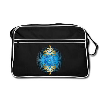 Motif de broches dorées avec bleuet bleu vif - Sac Retro - noir/blanc - Devant