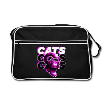 CHATS, CHATS, CHATS · Grand chat rose - Sac Retro - noir/blanc - Devant